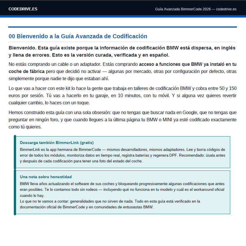 Guía BimmerCode 2026 · BMW & MINI en español - CodeDrive